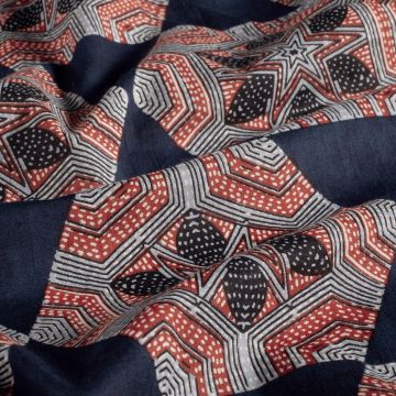 Batik-Baumwolle Mandala Dunkelblau