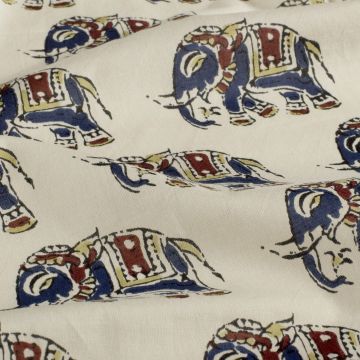 Baumwoll-Batikstoff Elefanten Beige