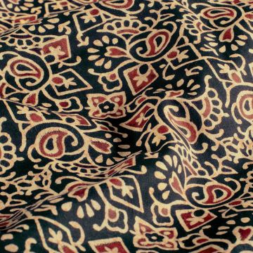 Baumwoll-Batik Paisley Fantasie Rot-Schwarz