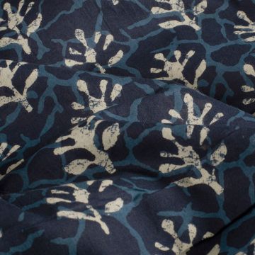 Baumwoll-Batik Wasserpflanze Blau