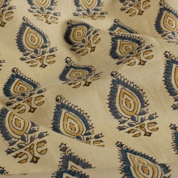 Baumwoll-Batikstoff Persisches Muster Vanille