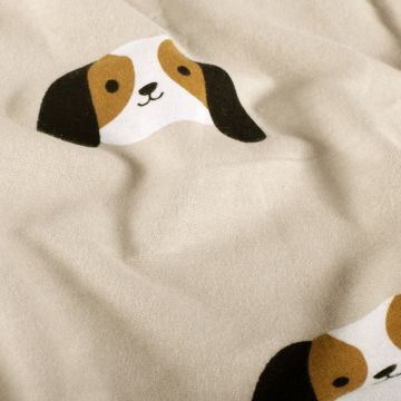 Flanellstoff mit Hunde-Print Beige