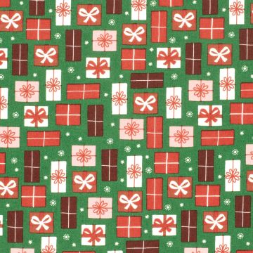 Bedruckter Baumwoll-Popeline Weihnachtsmotiv Grün
