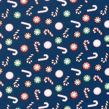 Baumwoll-Popeline Stoff bedruckt Weihnachten Marine