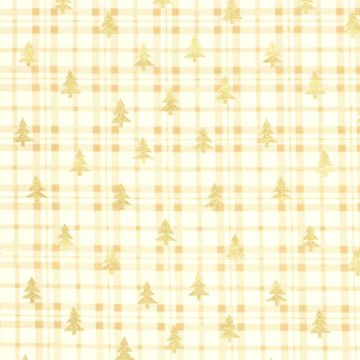 Baum-Print Baumwoll-Popeline mit Folienveredelung, gebrochen Weiß