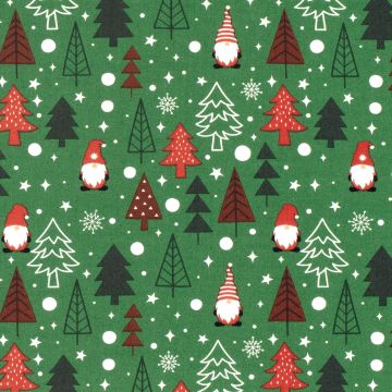 Baumwoll-Popeline mit Weihnachtsbäumen - Grün