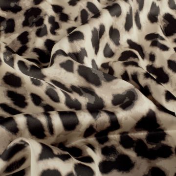 Bedruckter Satin Stoff Leopard Beige