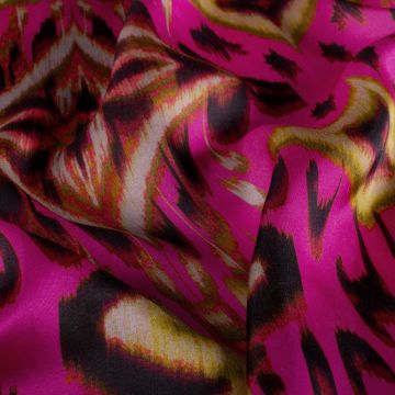 Viskose-Satin abstrakt Fuchsia