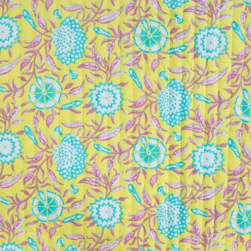 Gesteppte Baumwolle Boho-Blumen Lime