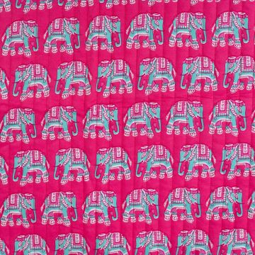 Gesteppter Baumwollstoff Olifant Fuchsia