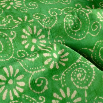 Batik-Baumwolle mit Blumenprint in Grün