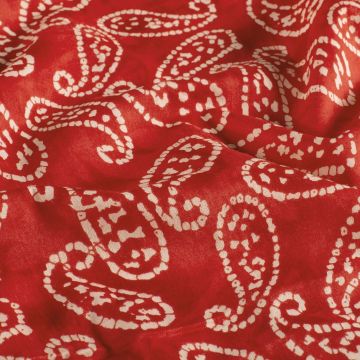 Batik-Baumwolle mit Paisley-Print Rot