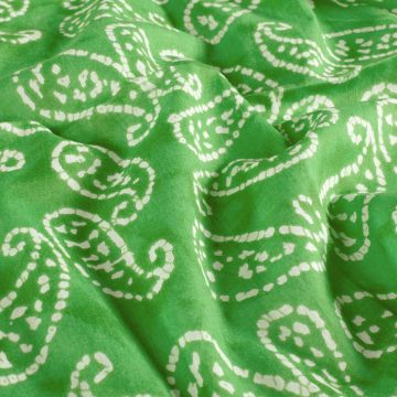 Batik-Baumwolle bedruckt Paisley Grün