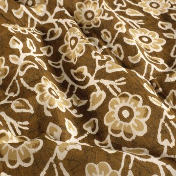 Batik-Baumwolle mit Blumenprint Braun