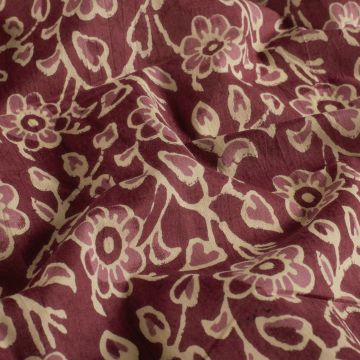 Batik-Baumwolle bedruckt Blumen bordeaux