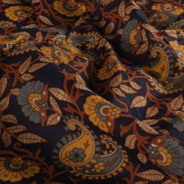 Batik-Baumwollpopeline mit Blumenmuster Marine