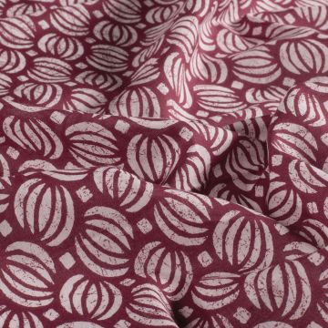 Batik-Baumwolle mit Blätterdruck Bordeaux