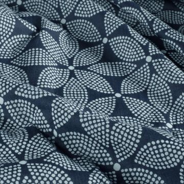 Batik-Baumwolle bedruckt Blumen Dots Blau