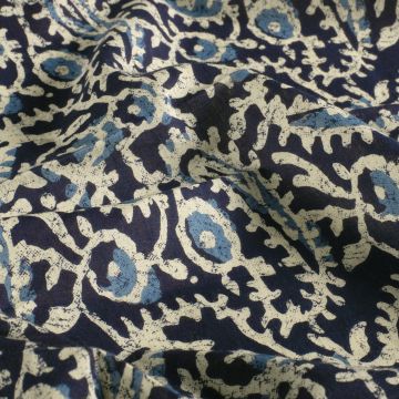 Bedruckter Batik-Baumwollstoff Paisley Blau