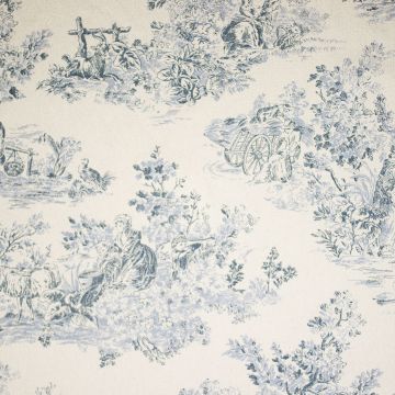 Toile-de-Jouy Baumwolle Natur Blau