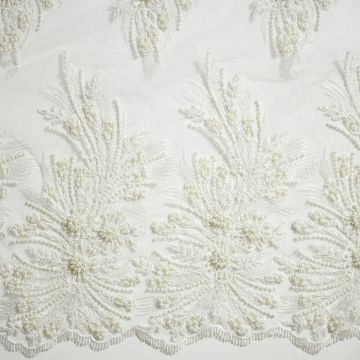 Couture-Perlen-Spitze gebrochen Weiß