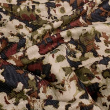 Viskose-Twill-Stoff Aquarell-Blumen bordeaux