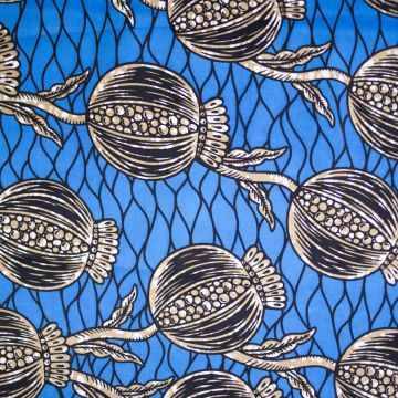 Cotton Wax Original 82106 – türkiser Baumwollstoff mit Batikmuster