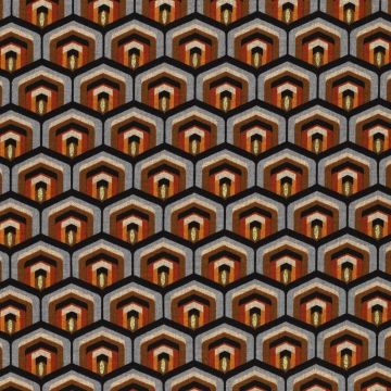 Doppeljersey Retro-Hexagon Rost Grau