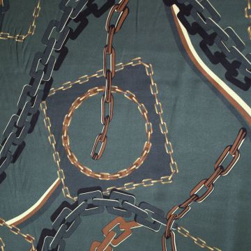 Viskose-Satin mit Kettenprint Petrol