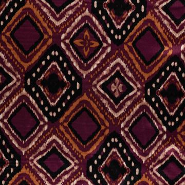 Viskose-Satin Ethno-Karo Bordeaux