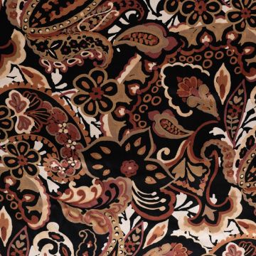 Viscose-Satin Paisley Schwarz Braun