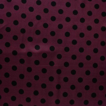 Viskose-Satin mit Punkten aubergine schwarz