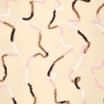 Waschbarer Bouclé-Chenille-Stoff mit Stickerei ecru