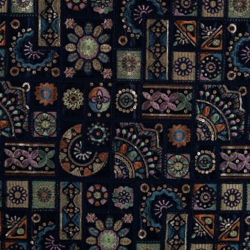 Luxuriöser Stickstoff Patchwork Marine