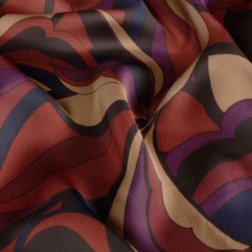 Satin Retro-Blumen bordeaux-violett