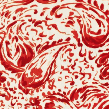Viskose Paisley Rot-Ecru