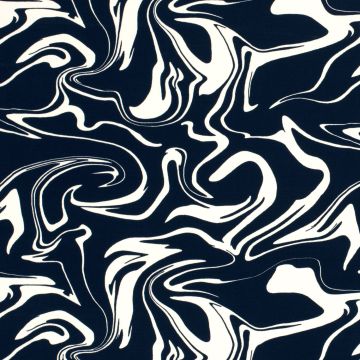 Viskose-Satin Swirl Schwarz-Ecru
