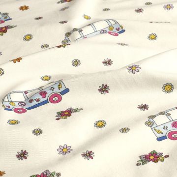 Baumwoll-Jersey Flower-Power-Bus