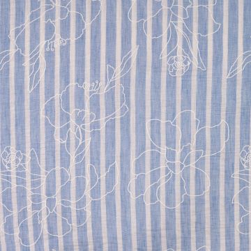 Stoff in Leinenoptik hellblau mit Blumen