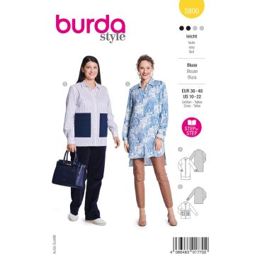 Burda Schnittmuster Damen-Tunika & gestreiftes Hemd mit großen Taschen #5800 Gr. 36-48