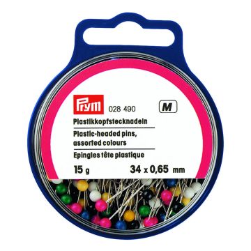 PRYM Stecknadeln mit Kunststoffkopf aus Stahl 0,65 x 34 mm, sortiert 028490