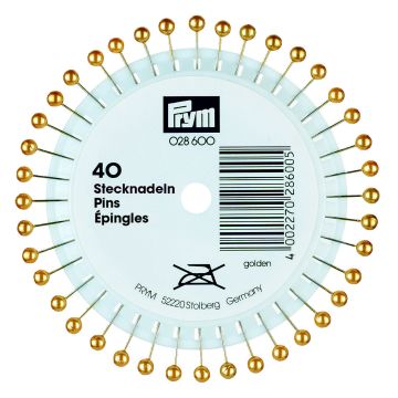 PRYM Glasperlen-Stecknadeln goldfarben 0,58x40 mm 40 Stück 028600