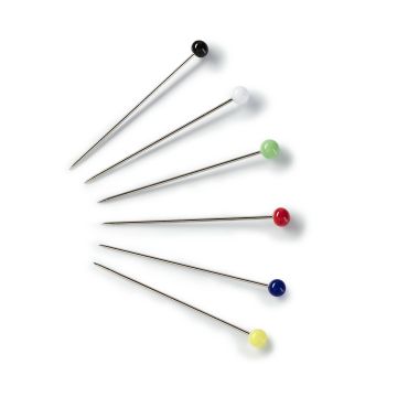 PRYM Glas-Kopfnadeln aus Stahl 0,80 x 48 mm, silberfarbig, Sortiment 029116