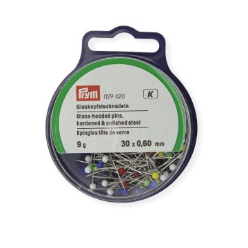 PRYM Glasstecknadeln aus Stahl 0,60 x 30 mm, silberfarbig, Sortiment 029620