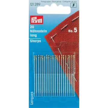 Prym Nähnadeln lang aus Stahl, Größe 5, 0,80 x 40 mm, silberfarben 121289