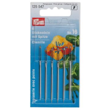 PRYM Sticknadeln aus Stahl mit Spitze Nr. 16, 1,60 x 55 mm, silberfarben 125547