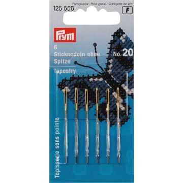PRYM Sticknadeln ohne Spitze Nr. 20, 1,00 x 43 mm, silberfarben, 125556