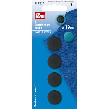 Stoffknöpfe Kunststoff 19 mm schwarz