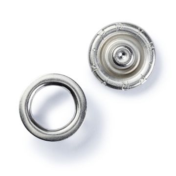 NF-Druckknopf Jersey Zackenring MS 10 mm Silberfarben