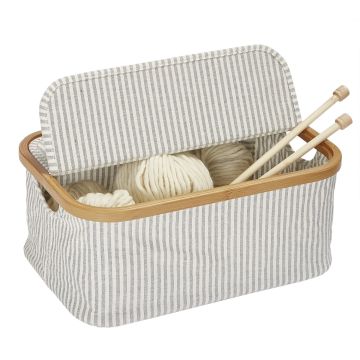 PRYM Faltbare Aufbewahrungsbox aus Canvas & Bambus, Grau 612682